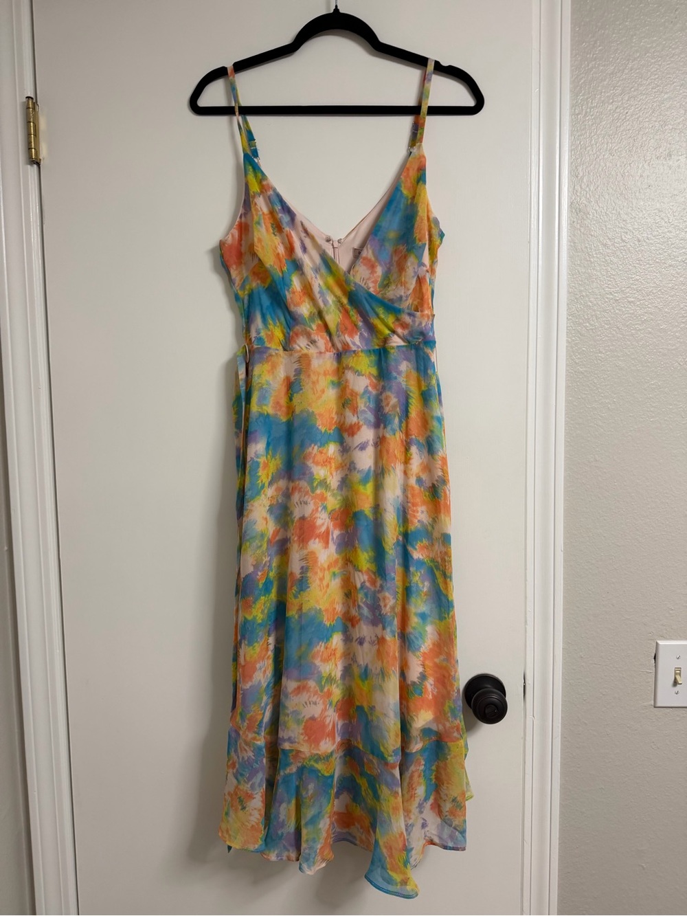 BCBG Sleeveless Multicolor Watercolor Print Maxi Dress